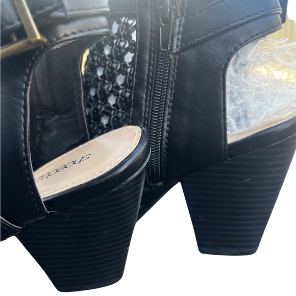 Shoe Dazzle Black Open Peep Toe Ankle Block Woven Heeled Dressy Sandal Size 7.5 - Picture 8 of 15